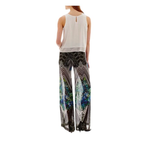 Bisou Bisou Tropical Floral Wide Leg Palazzo Loungewear Bohemian Pants Medium - Picture 2 of 13
